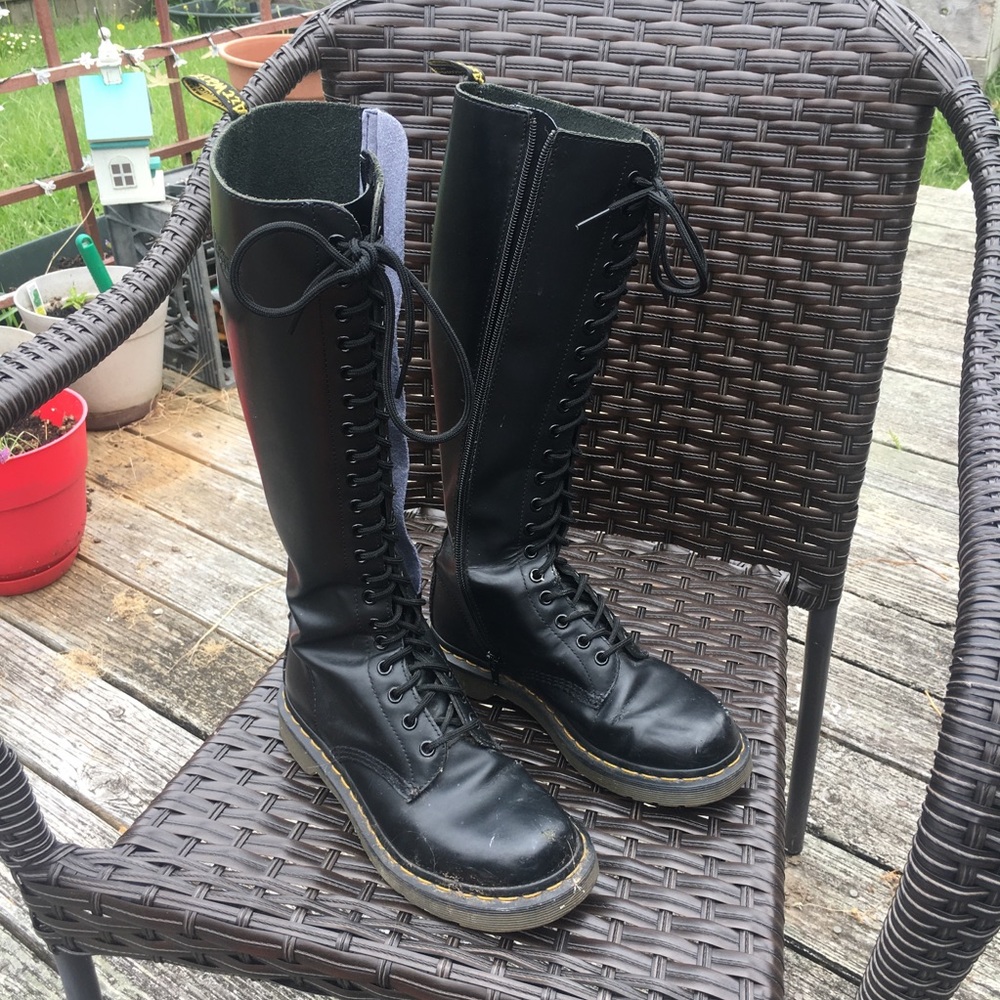 Black Dr. Martens Knee-High Boot with Zipper